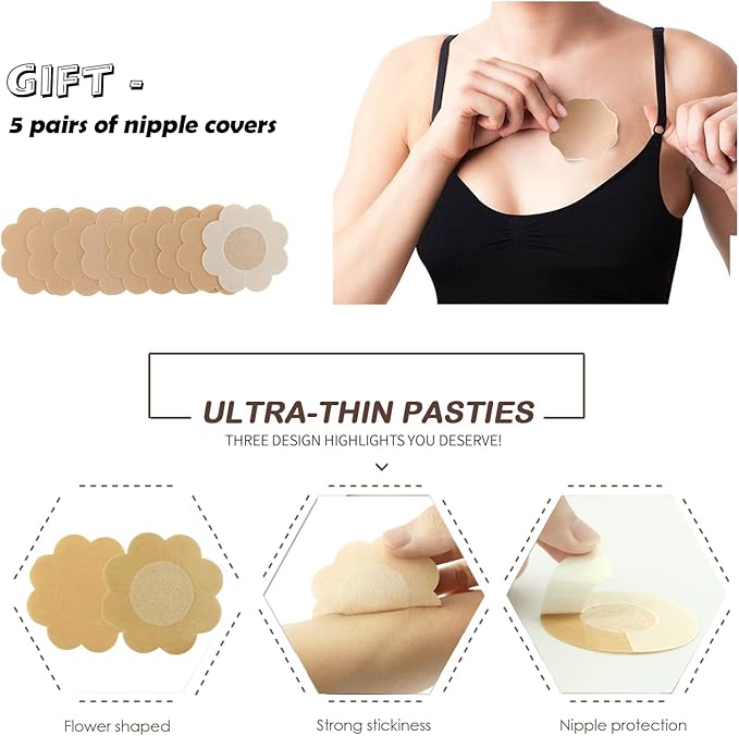 KISWON Push Up Sticky Adhesive Bra Pasties Nipple Covers