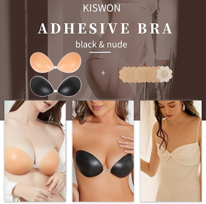 KISWON Push Up Sticky Adhesive Bra Pasties Nipple Covers