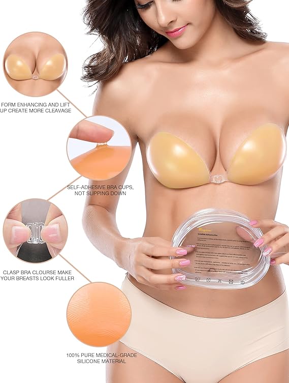 Wingslove Adhesive Bra Reusable Strapless Self Silicone Push-up